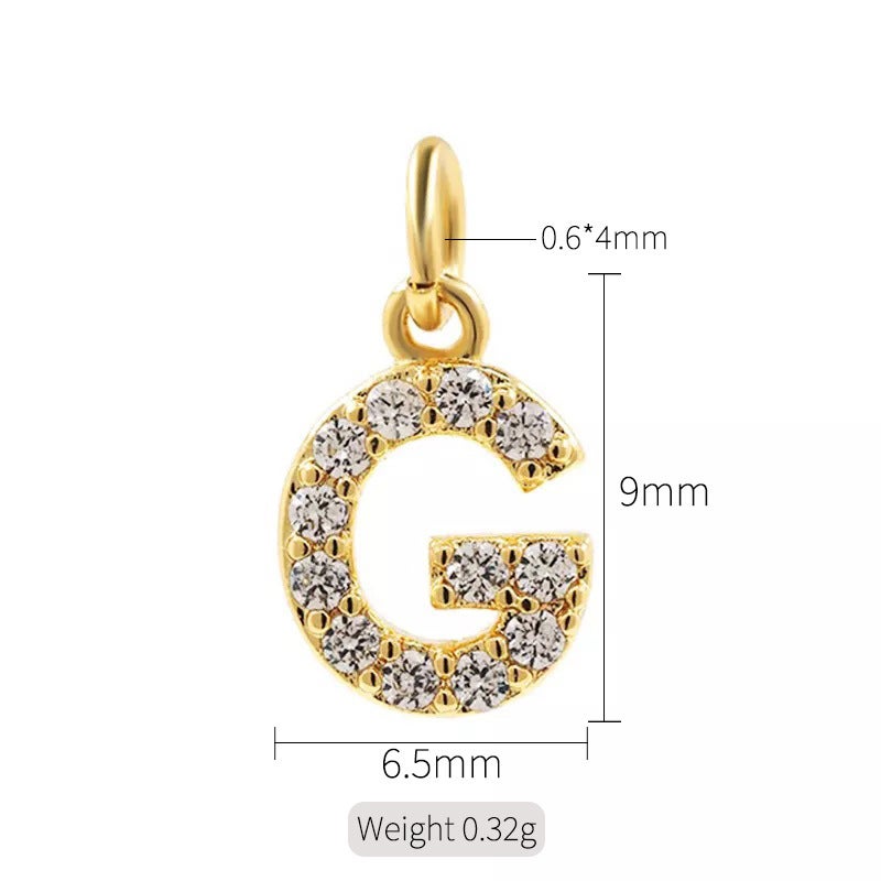 Exquisite simple micro inlaid zircon English 26 letter pendant necklace women 14k gold color pendant diy jewelry accessories H-10314（G）