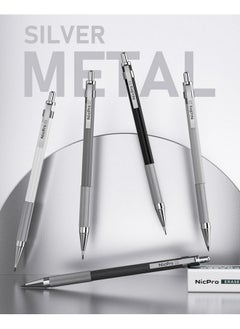 Nicpro 38Pcs Art Mechanical Pencils Set In Leather Case, 3 Pcs Metal Drafting Pencil 0.5, 0.7, 0.9 Mm & 5 Pcs 2Mm Lead Holder (6B 4B 2B Hb 2H 4H Colors) For Sketching Drawing With 20 Tube Lead Refills  - Image 4