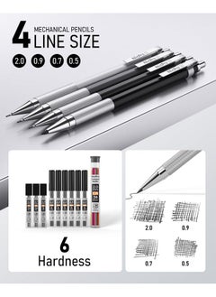 Nicpro 38Pcs Art Mechanical Pencils Set In Leather Case, 3 Pcs Metal Drafting Pencil 0.5, 0.7, 0.9 Mm & 5 Pcs 2Mm Lead Holder (6B 4B 2B Hb 2H 4H Colors) For Sketching Drawing With 20 Tube Lead Refills  - Image 2