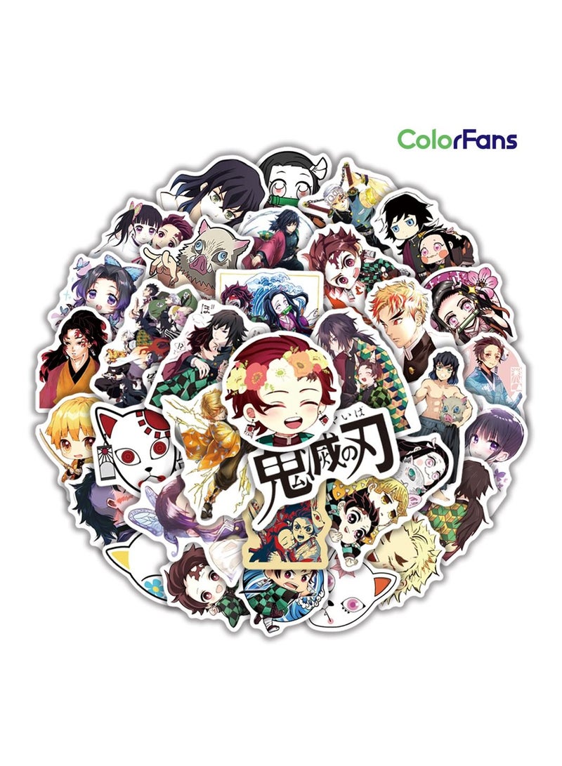 Color Fans 100 Pcs Demon Slayer Waterproof Stickers Cute Anime Cartoon Vinyl Aesthetic Sticker Laptop Skateboard Luggage Computer Water Bottle Graffiti Sticker Packs for Kids Teens Girls Adults - Image 1