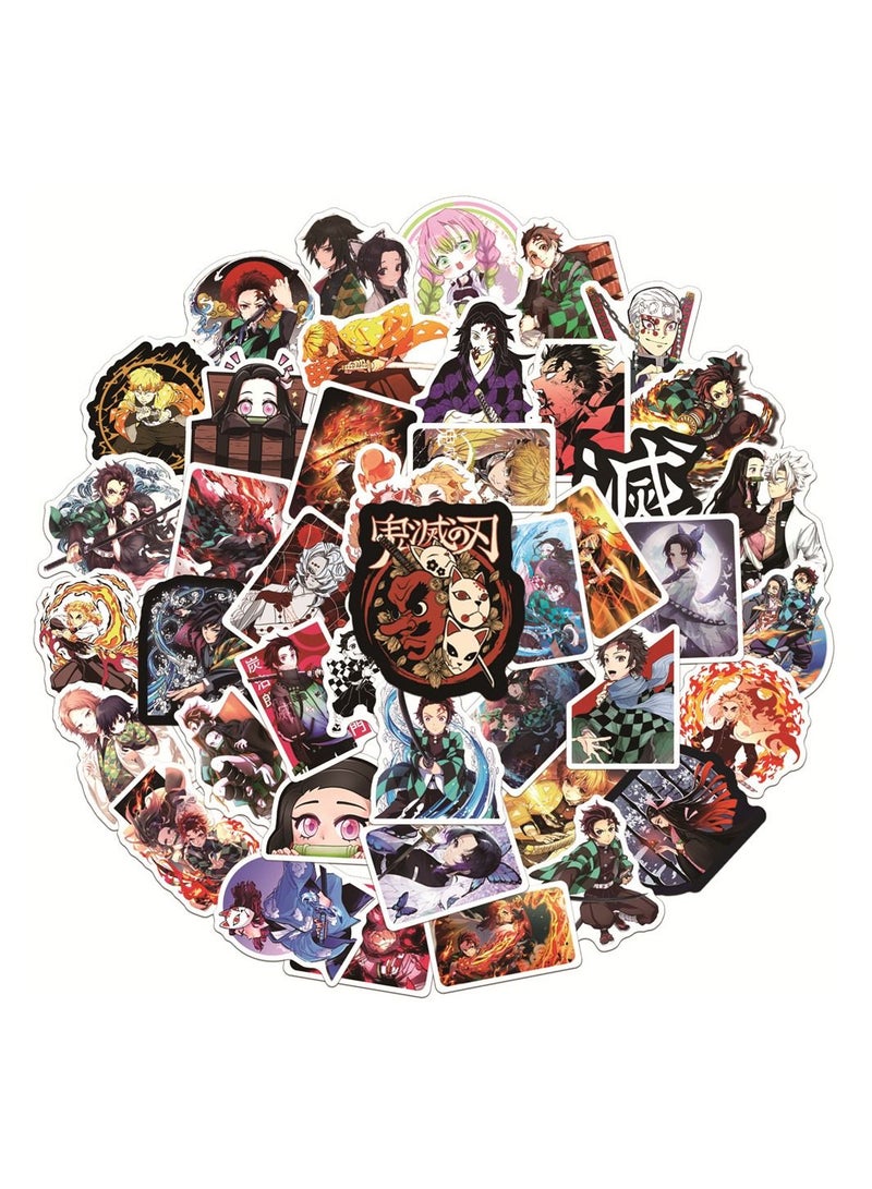 Color Fans 100 Pcs Demon Slayer Waterproof Stickers Cute Anime Cartoon Vinyl Aesthetic Sticker Laptop Skateboard Luggage Computer Water Bottle Graffiti Sticker Packs for Kids Teens Girls Adults - Image 2