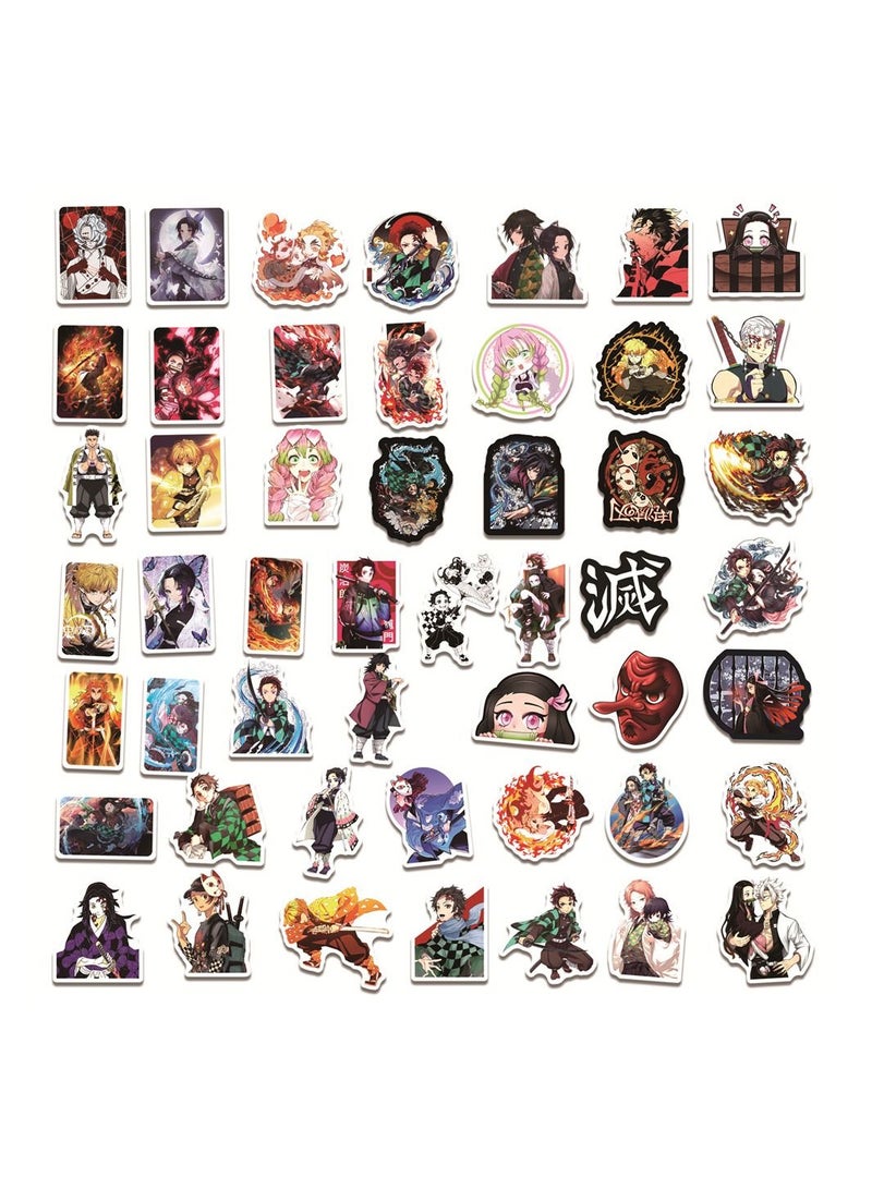 Color Fans 100 Pcs Demon Slayer Waterproof Stickers Cute Anime Cartoon Vinyl Aesthetic Sticker Laptop Skateboard Luggage Computer Water Bottle Graffiti Sticker Packs for Kids Teens Girls Adults - Image 4