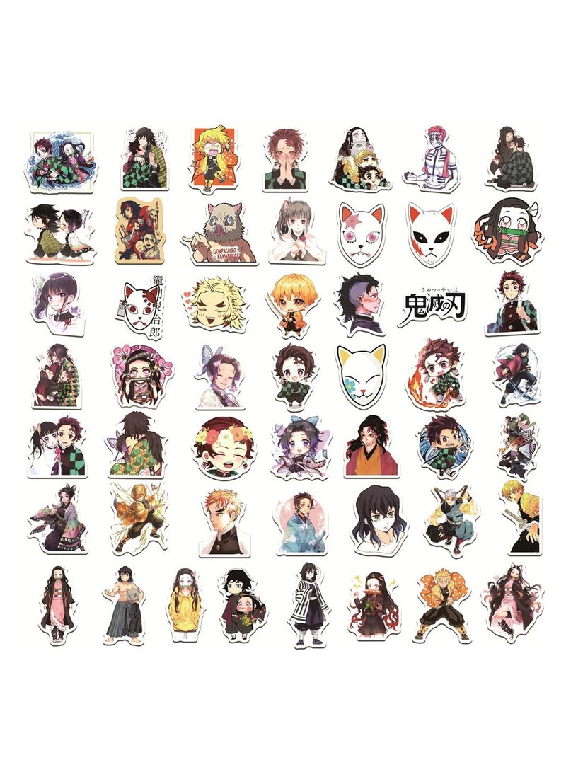 Color Fans 100 Pcs Demon Slayer Waterproof Stickers Cute Anime Cartoon Vinyl Aesthetic Sticker Laptop Skateboard Luggage Computer Water Bottle Graffiti Sticker Packs for Kids Teens Girls Adults - Image 3