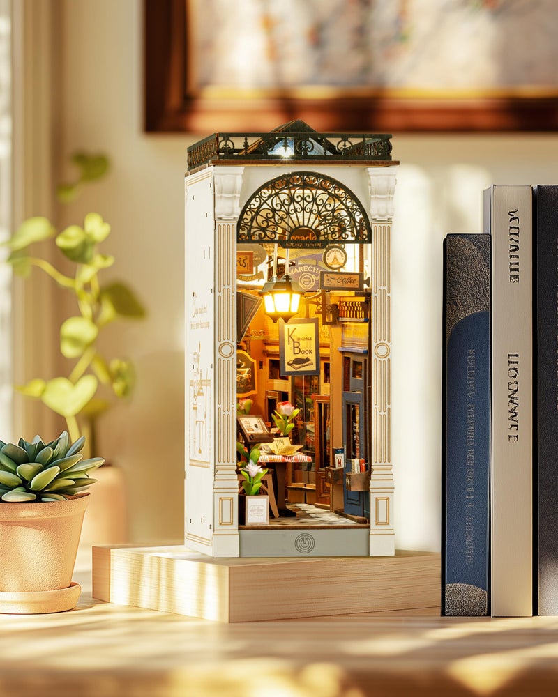 Rolife DIY Book Nook Kit for Adults European Arcade Street Scene, Miniature House Kits 3D Wooden Puzzle Booknook with LED Lighting, Home Decor Craft Creative Gift for Mom Dad Teens - Image 2