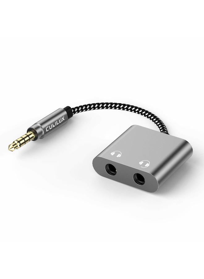 Cubilux 2-Way 3.5mm Audio Jacks Splitter, Dual 3.5 mm Headphones Y Adapter for Audio Sharing Live Streaming Zoom Skype On-Line Meeting, Compatible with iPad iPhone MacBook Laptop Tablet Cell Phone - Image 1
