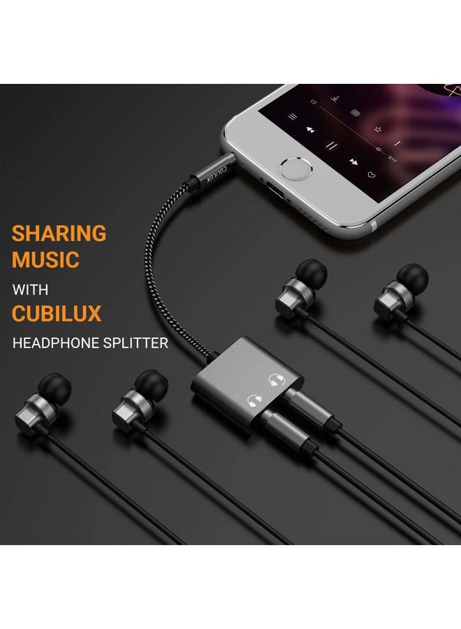 Cubilux 2-Way 3.5mm Audio Jacks Splitter, Dual 3.5 mm Headphones Y Adapter for Audio Sharing Live Streaming Zoom Skype On-Line Meeting, Compatible with iPad iPhone MacBook Laptop Tablet Cell Phone - Image 2