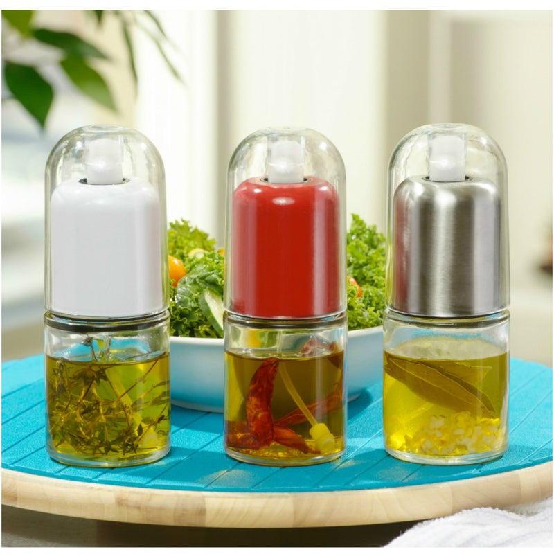 CHEFVANTAGE Olive Oil Sprayer and Oil Mister Elegant Glass Bottle with Clog-Free Filter & Leak Proof Top - Stainless Steel - Image 4