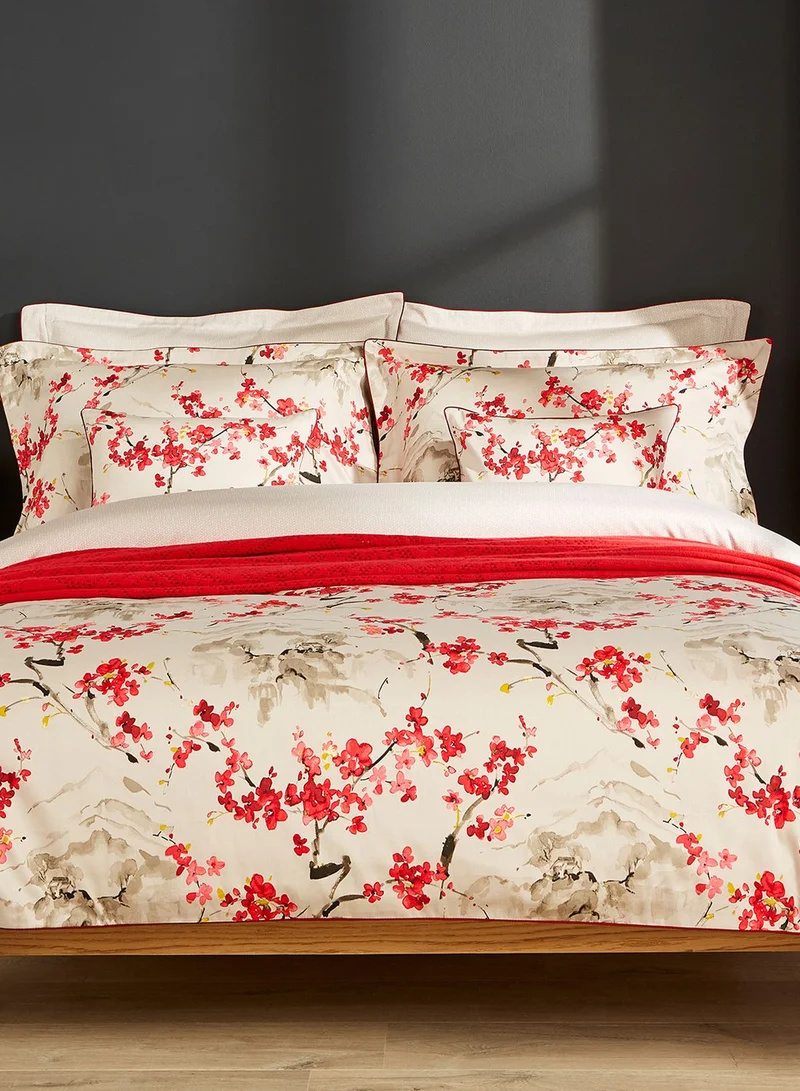 Christy Haruki Super King Duvet Cover Set In Cranberry