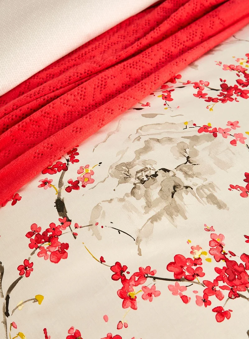 Christy Haruki Super King Duvet Cover Set In Cranberry