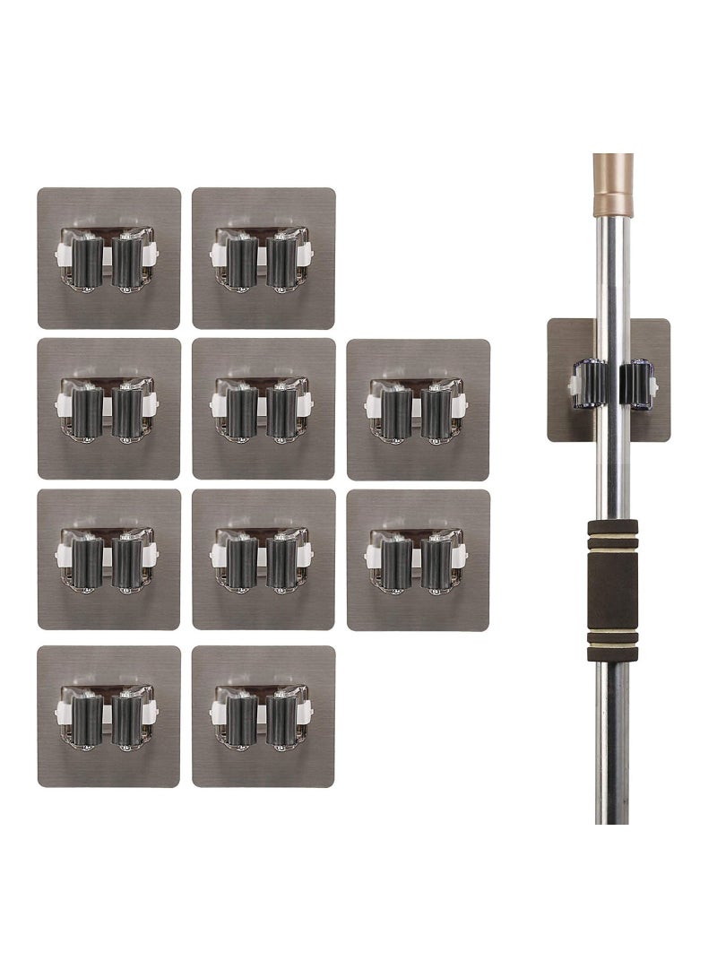 Zikra Mop Holder Self Adhesive Broom Wall Mounted Organizer Garden Tool Hanger Sweeping Brush Tidy No Drilling Super Anti-Slip Split Type for Closet Kitchen Bathroom 10 Pieces - Image 1