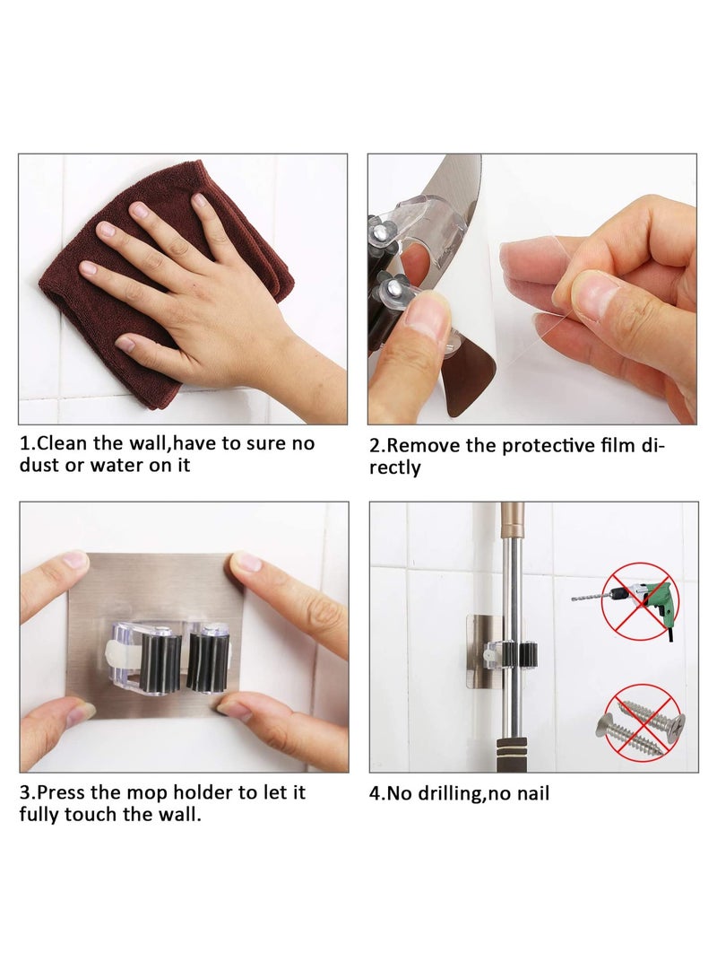 Zikra Mop Holder Self Adhesive Broom Wall Mounted Organizer Garden Tool Hanger Sweeping Brush Tidy No Drilling Super Anti-Slip Split Type for Closet Kitchen Bathroom 10 Pieces - Image 3