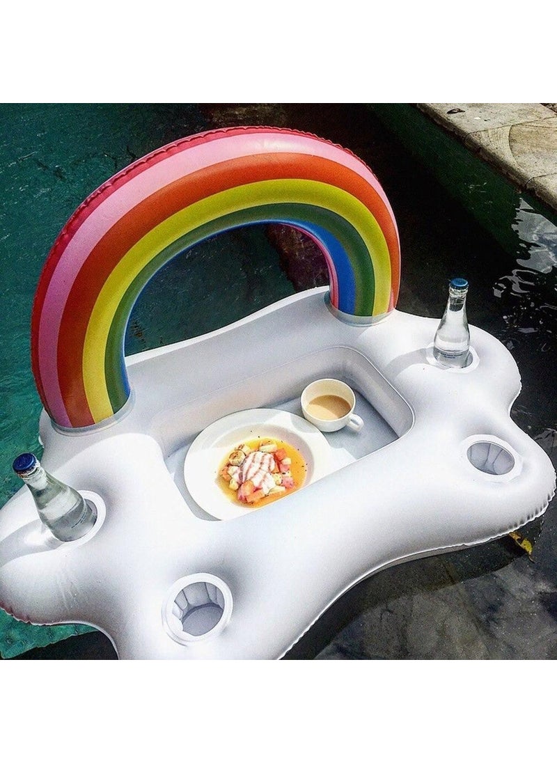 Schulzz - Rainbow Cloud Inflatable Sea Pool Cup Holder Float Bar - Image 1
