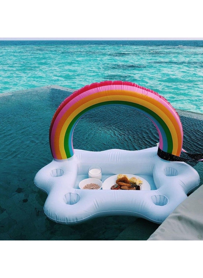 Schulzz - Rainbow Cloud Inflatable Sea Pool Cup Holder Float Bar - Image 1