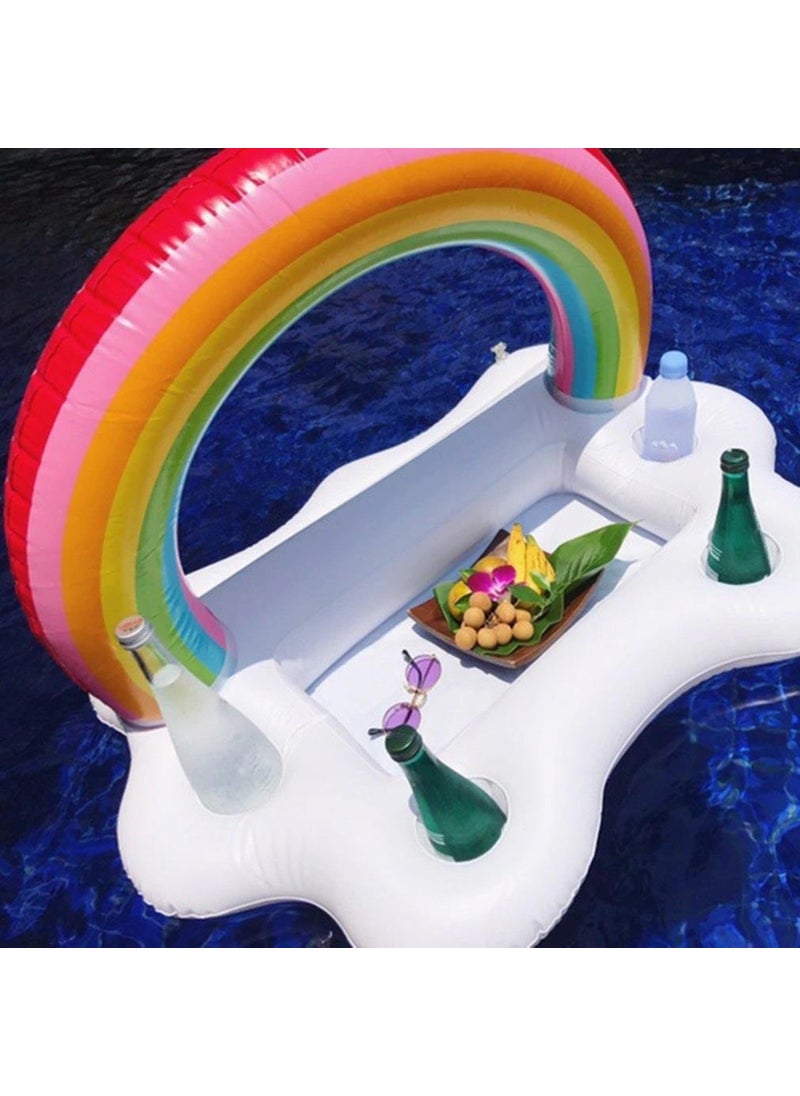 Schulzz - Rainbow Cloud Inflatable Sea Pool Cup Holder Float Bar - Image 1