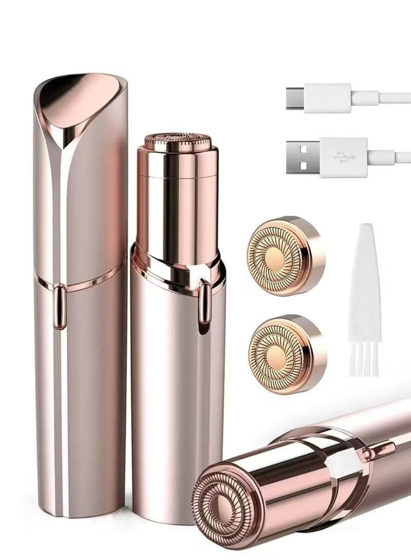 Facial Hair Removal for Women, Painless Epilator Hair Remover Device with 2 Pcs Replacement Heads , USB Rechargeable Face Electric Razor and Trimmer for ladies Lip, Chin, Arms - Image 1
