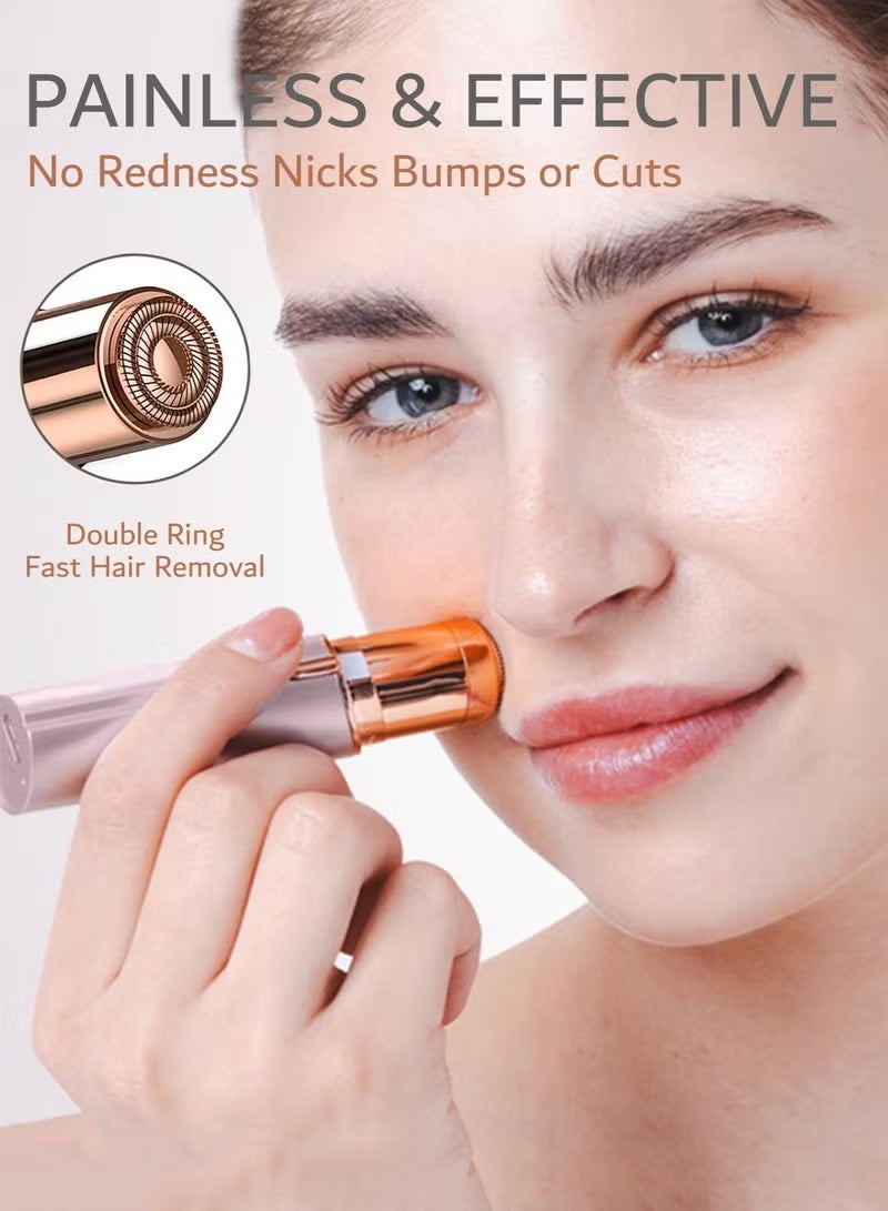 Facial Hair Removal for Women, Painless Epilator Hair Remover Device with 2 Pcs Replacement Heads , USB Rechargeable Face Electric Razor and Trimmer for ladies Lip, Chin, Arms - Image 2