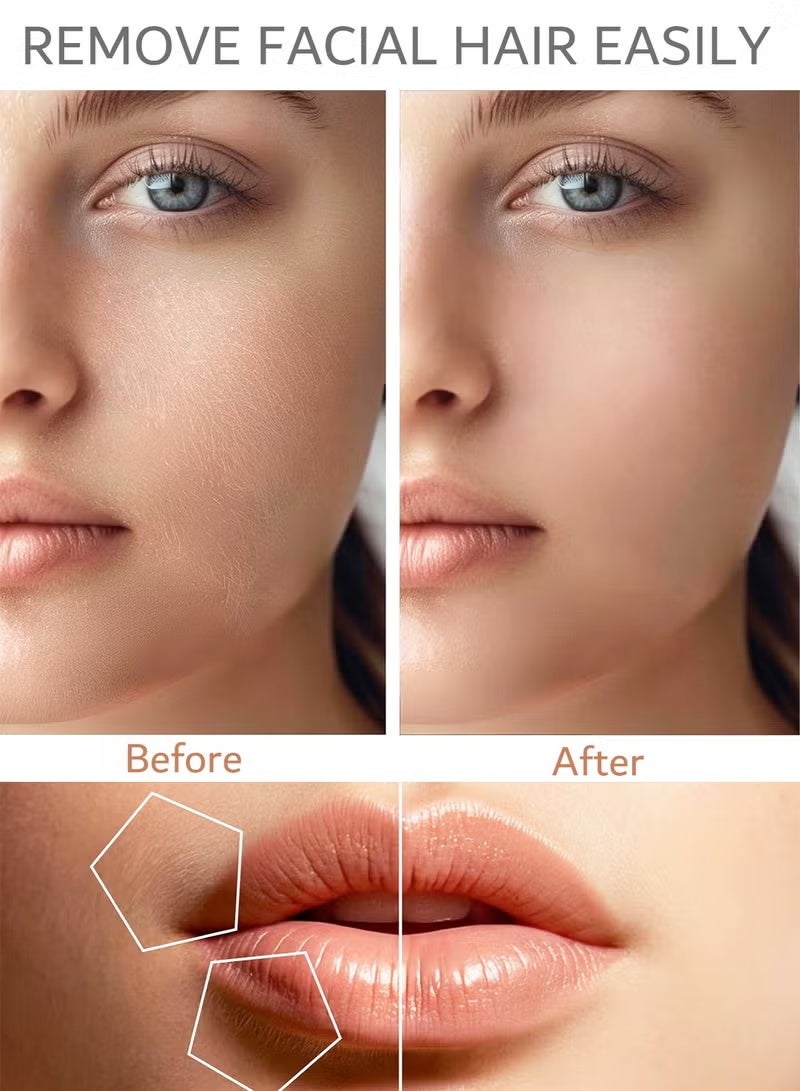 Facial Hair Removal for Women, Painless Epilator Hair Remover Device with 2 Pcs Replacement Heads , USB Rechargeable Face Electric Razor and Trimmer for ladies Lip, Chin, Arms - Image 5