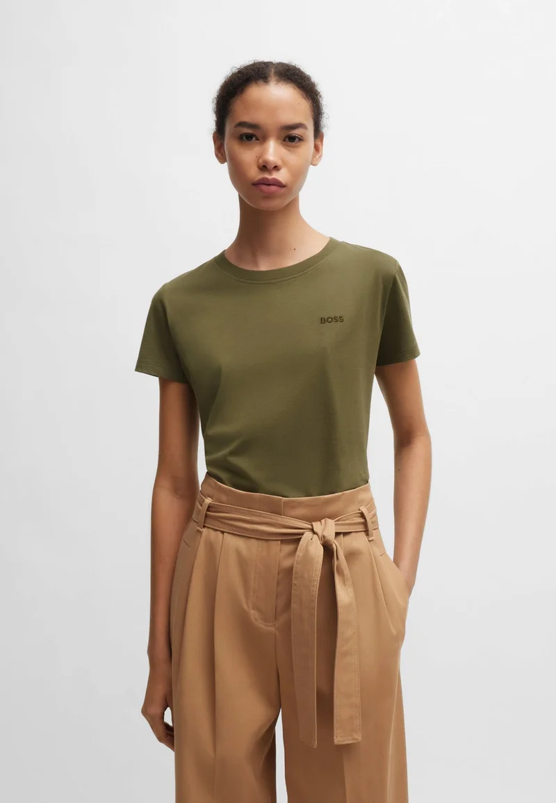 BOSS Cotton-jersey slim-fit T-shirt with tonal logo