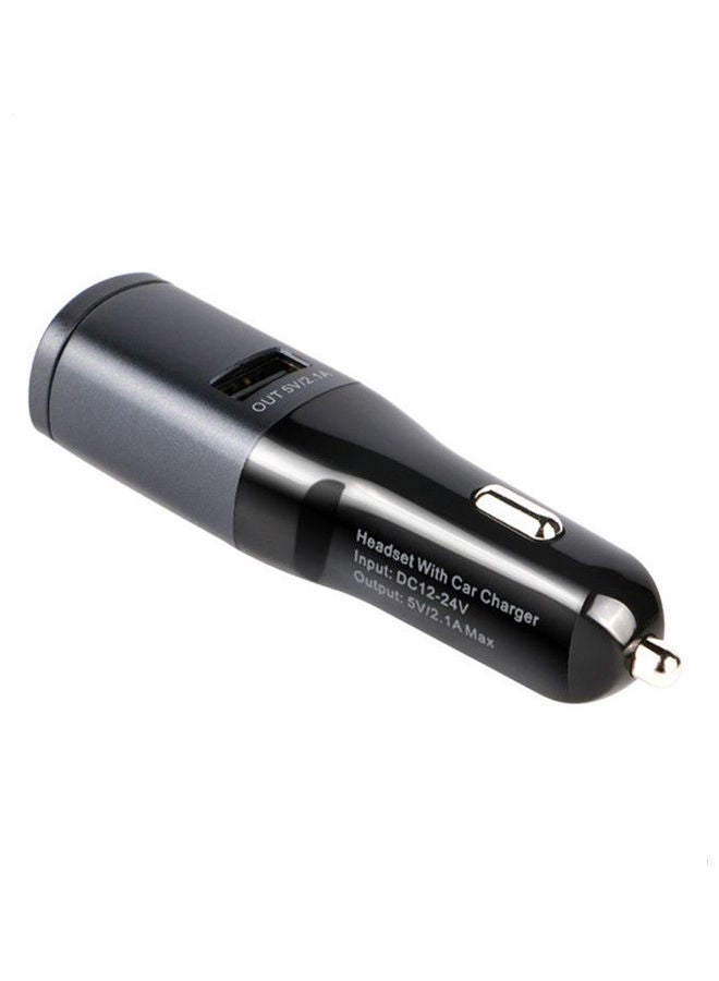 NIBEMINENT 2-In-1 USB Car Charger With Bluetooth Hands-Free Headset Grey/Black 