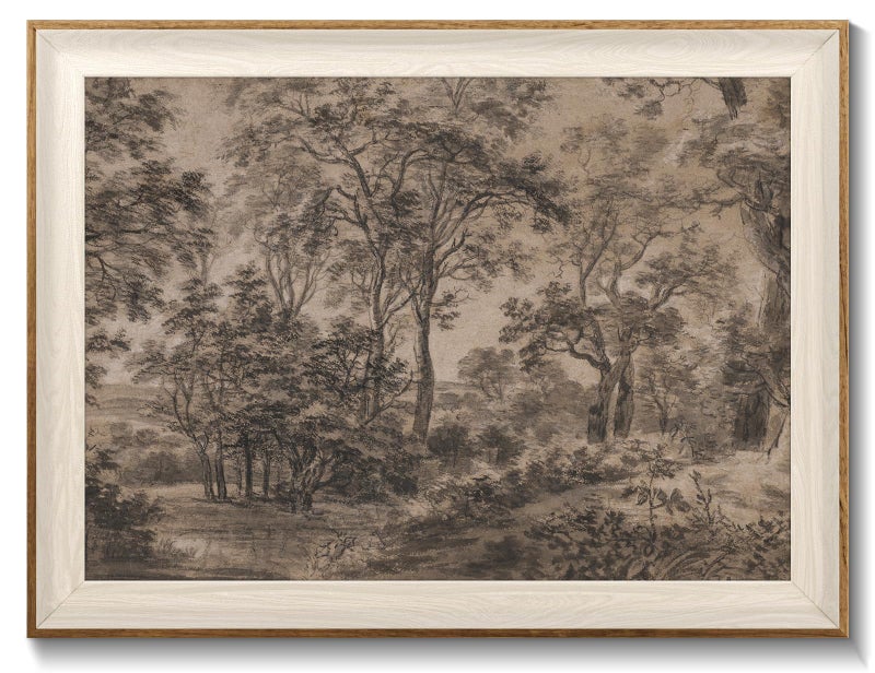 UNIRO Framed Canvas Wall Art for Living Room Decor Vintage Neutral Brown Woodland Landscape Painting Farmhouse Canvas Prints Artwork Antique Wall Pictures Decor for Bedroom Gallery Office Bathroom Wall Decor 12x16Inch - Image 2