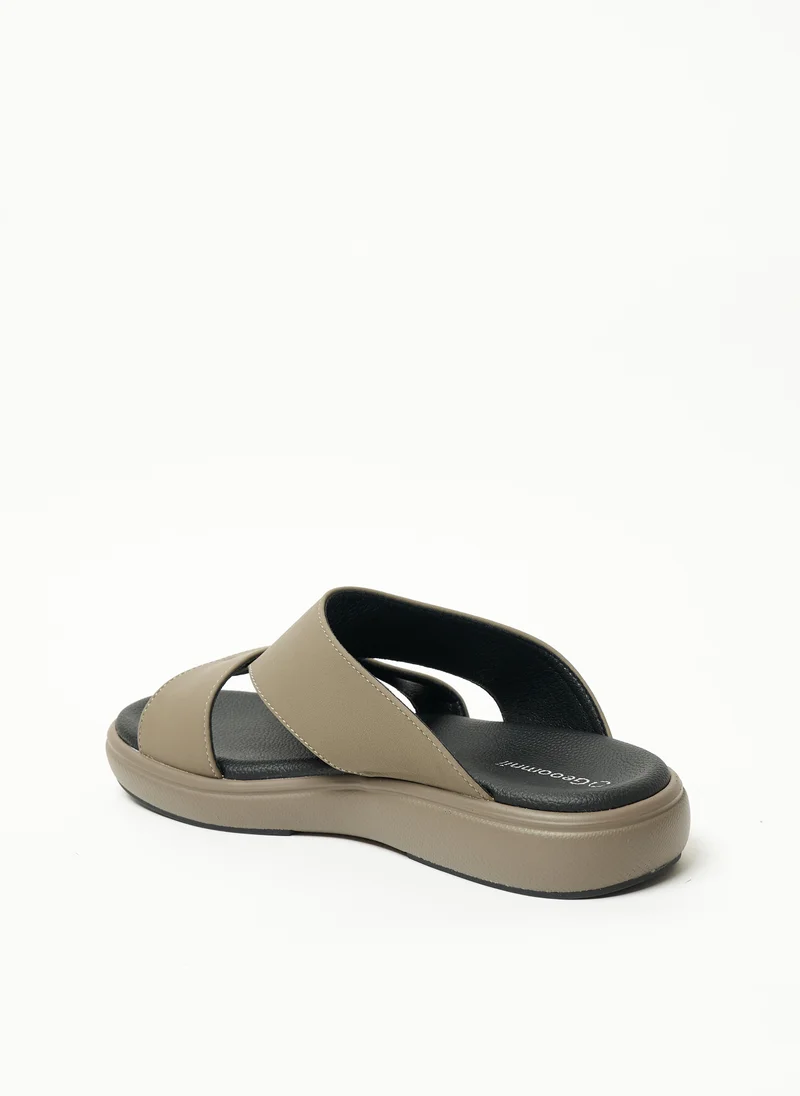 Geoomnii BEIGE Geoomnii Mens Arabic Sandals Beige for Men | Best Price UAE