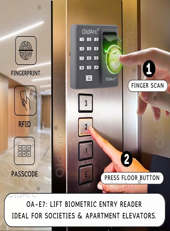 OldArc E7 Lift Access Control | Fingerprint Lift Entry Card Reader Elevator Access Control 12VDC | 500 User Biometric Finger Scanner + RFID Card Elevator for Building Apartment Lift Entrance Control - Image 2