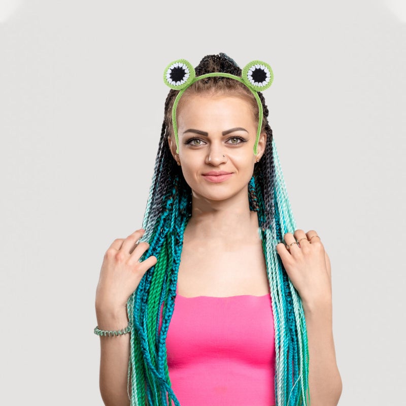 Crochet Headband For Women Knitted Frog Eye Stretchy Band Cute Makeup Hair Accessory For Parties Festivals And Themed Events - Image 5