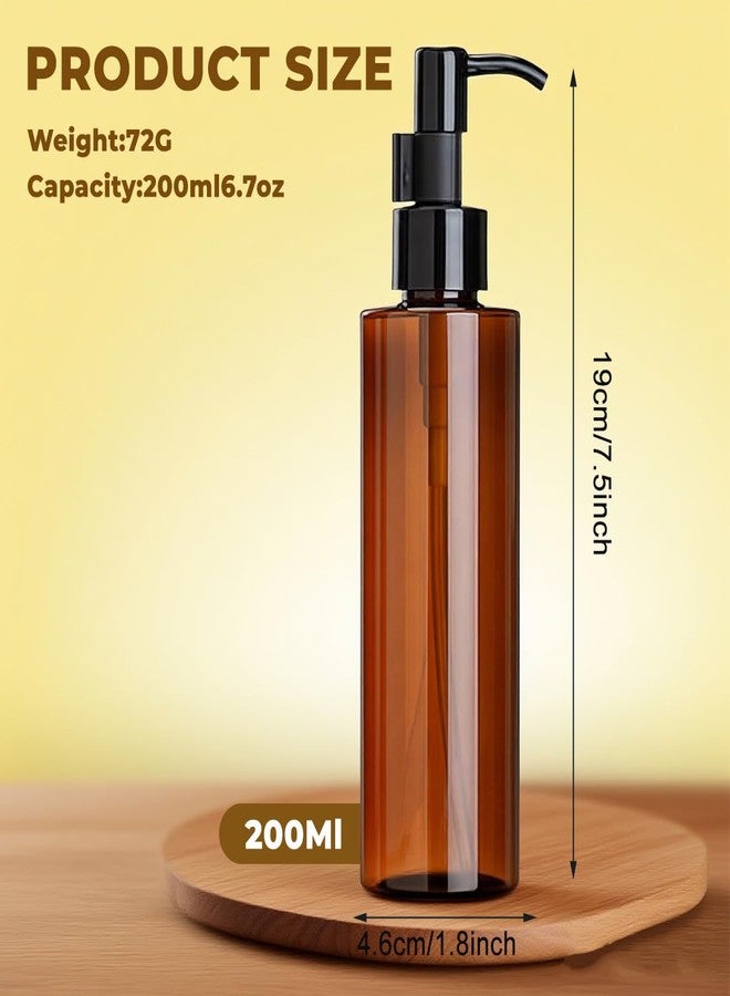 Elandy 2PCS 200ml/6.7oz Empty Refillable Amber Plastic Lotion Pump Bottles Cleansing Oil Dispensers Makeup Storage Containers with Black Pumps for Lotion Liquid Makeup Removel Oil - Image 2