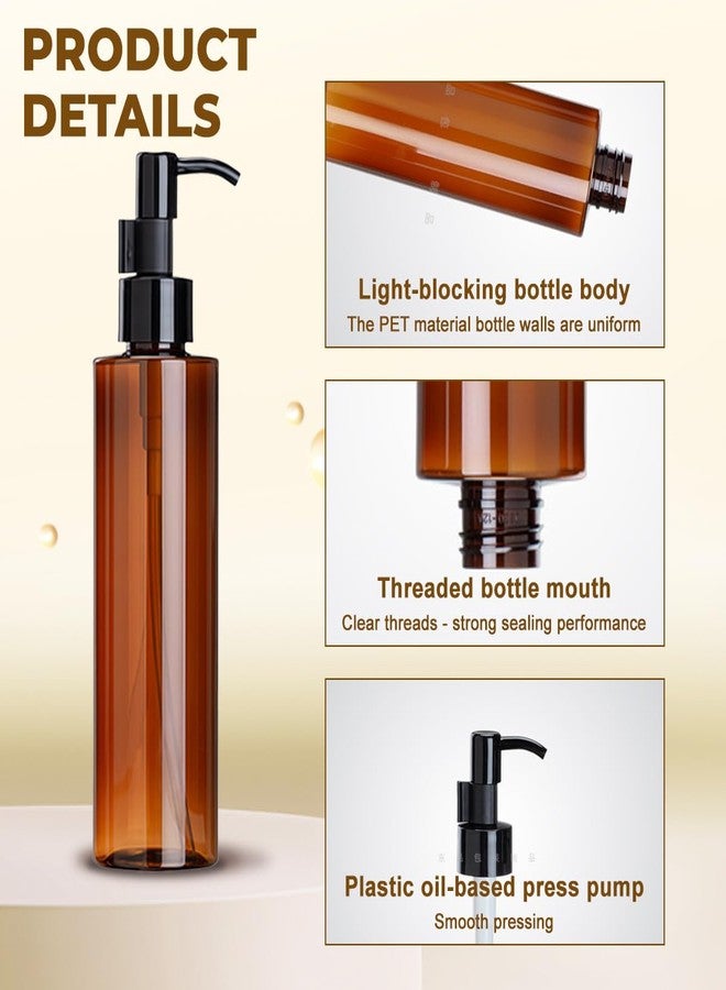 Elandy 2PCS 200ml/6.7oz Empty Refillable Amber Plastic Lotion Pump Bottles Cleansing Oil Dispensers Makeup Storage Containers with Black Pumps for Lotion Liquid Makeup Removel Oil - Image 4