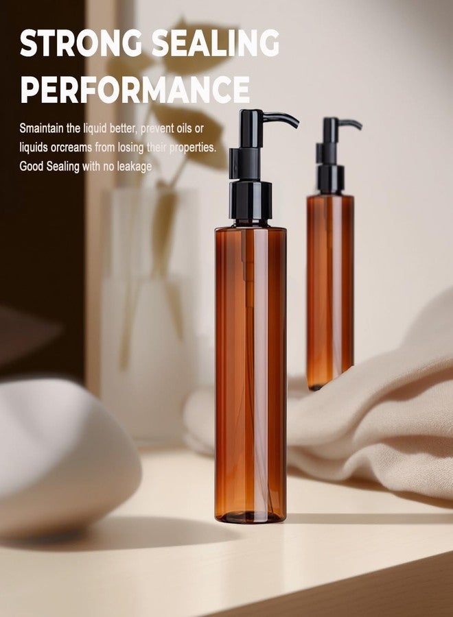 Elandy 2PCS 200ml/6.7oz Empty Refillable Amber Plastic Lotion Pump Bottles Cleansing Oil Dispensers Makeup Storage Containers with Black Pumps for Lotion Liquid Makeup Removel Oil - Image 5