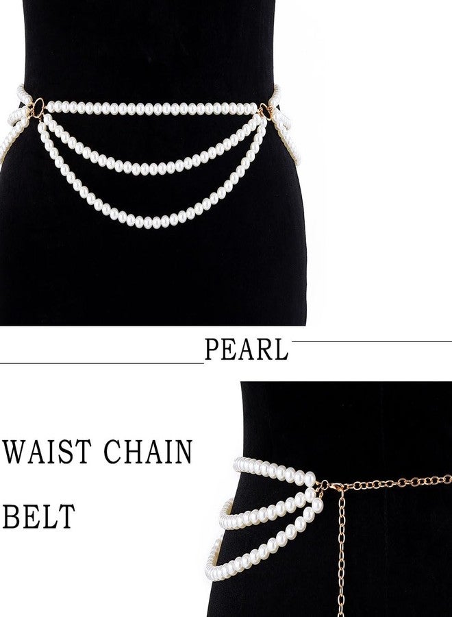 RECTYO GALLERY 1 Pcs Premium white Pearl Body Chain Women Waist Chain Belt Layered Bikini Belly Chains Pearls Waist Accessory for Women - Image 3