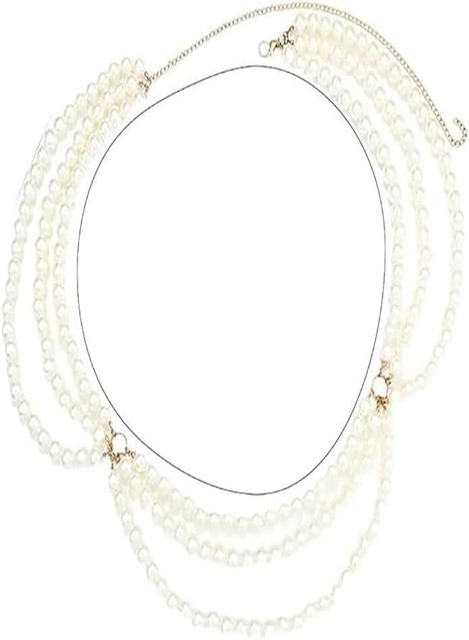 RECTYO GALLERY 1 Pcs Premium white Pearl Body Chain Women Waist Chain Belt Layered Bikini Belly Chains Pearls Waist Accessory for Women - Image 1