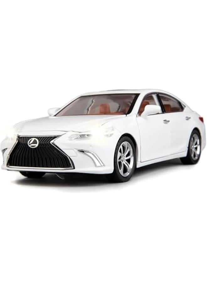 سيارة نموذجية 1/24 ليكسس ES300 مصنوعة من السبائك مع ضوء وصوت، لعبة سيارة قابلة للتحصيل، الأبواب يمكن فتحها، هدية للأطفال والصغار، سيارة بيضاء - Image 1