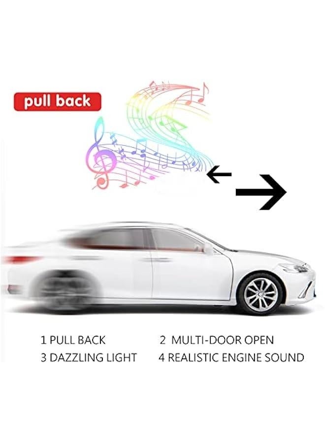 سيارة نموذجية 1/24 ليكسس ES300 مصنوعة من السبائك مع ضوء وصوت، لعبة سيارة قابلة للتحصيل، الأبواب يمكن فتحها، هدية للأطفال والصغار، سيارة بيضاء - Image 3