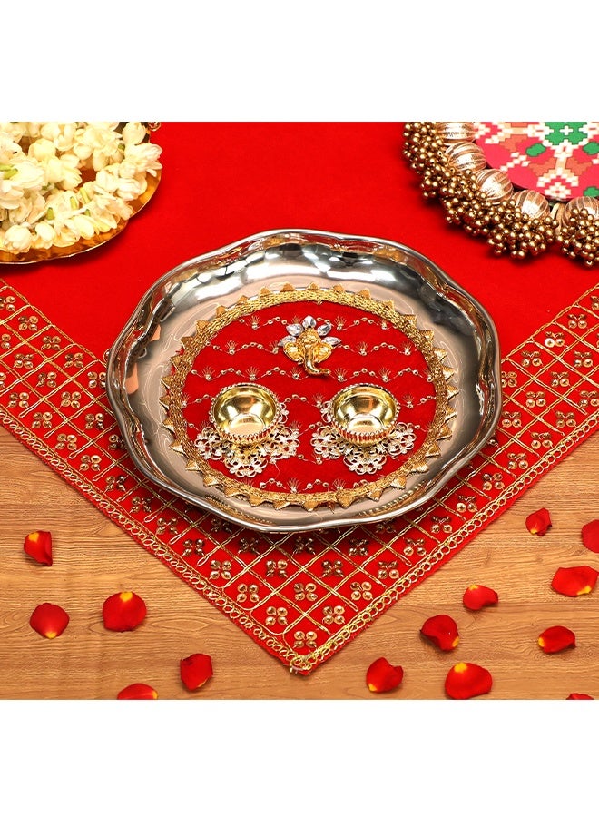 Madhoor طبق بوجا زخرفي تقليدي 8 بوصات