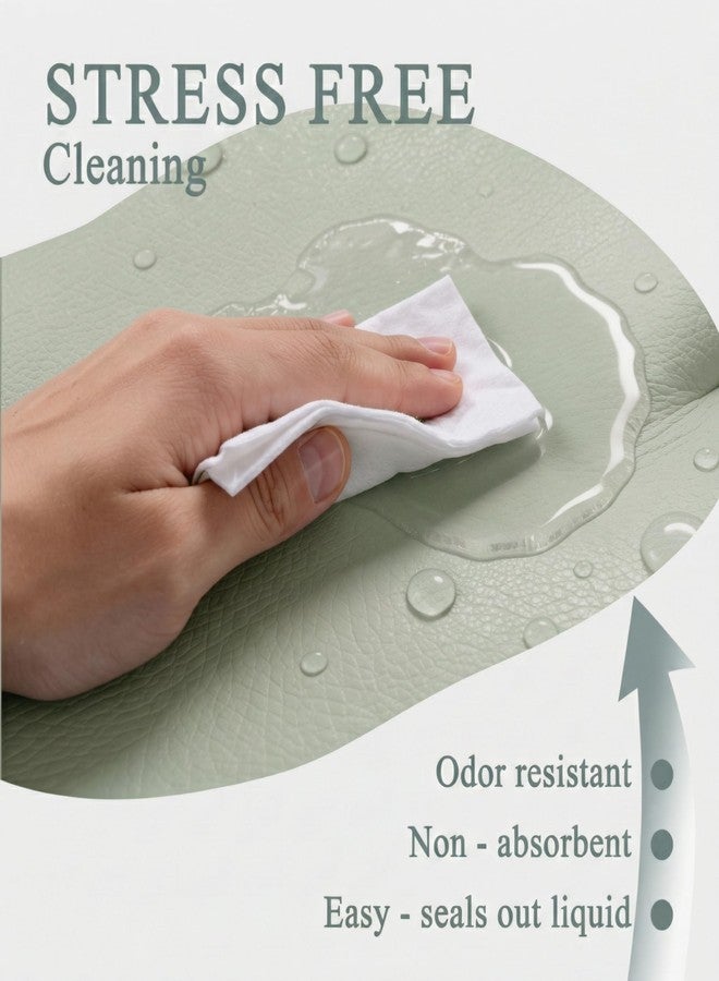 Modera Vegan Leather Contoured Baby Changing Pad | Waterproof & Wipe-Clean PU Leather Diaper Change Mat, Soft, Wipeable Cover, Safety Strap, Non-Slip Bottom, Topper for Standard Infant Diaper Table & Dresser - Image 5