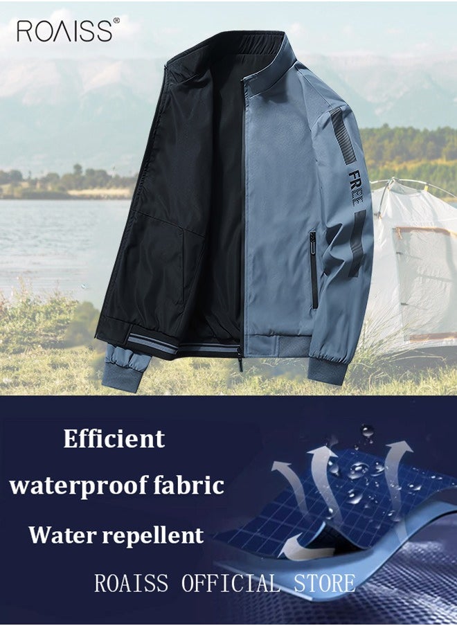 roaiss - Men's Bomber Jacket Reversible Coat Pilot Baseball Uniform Wearable Loose Padded Windproof Breathable Motorcycle Zip Jacket Daily Fashion Casual Clothing for Men - Image 1