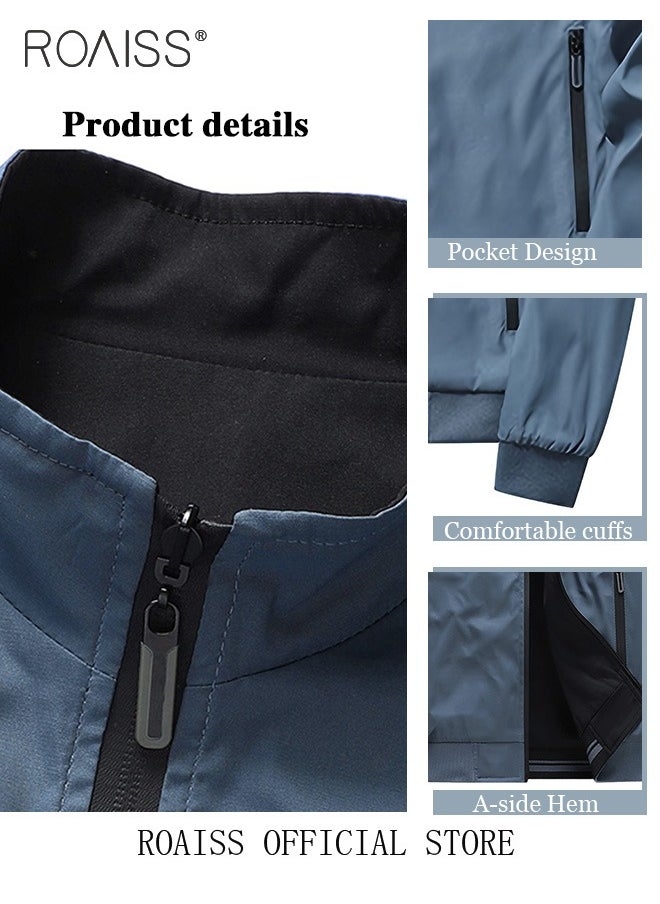 roaiss - Men's Bomber Jacket Reversible Coat Pilot Baseball Uniform Wearable Loose Padded Windproof Breathable Motorcycle Zip Jacket Daily Fashion Casual Clothing for Men - Image 1