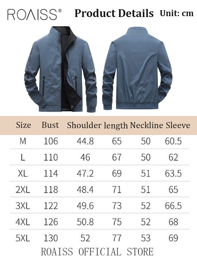 roaiss - Men's Bomber Jacket Reversible Coat Pilot Baseball Uniform Wearable Loose Padded Windproof Breathable Motorcycle Zip Jacket Daily Fashion Casual Clothing for Men - Image 1