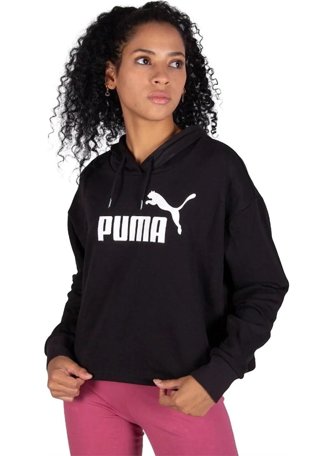 بوما Women's Black Ess Crop Hoodie
