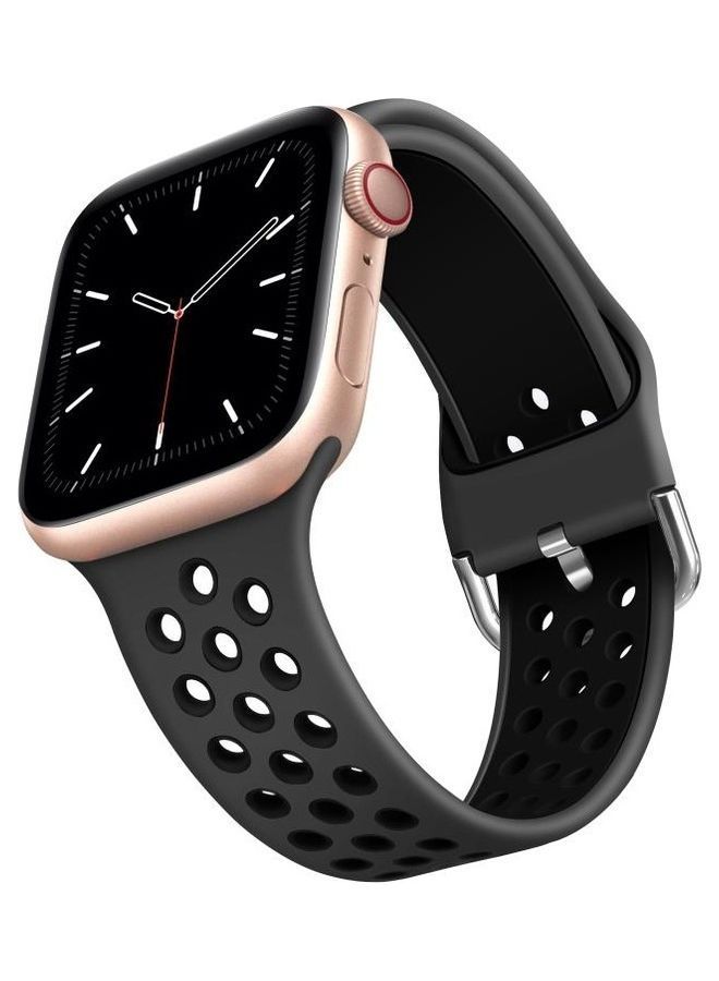 NIBEMINENT Replacement Strap For Apple Watch Series Grey/Black - Image 2