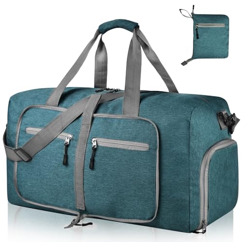 Dimayar 65L Travel Duffle Bag for Men Women - Foldable Duffel Bag with Shoes Compartment - Overnight Bags Waterproof & Tear Resistant(Green) - Image 1