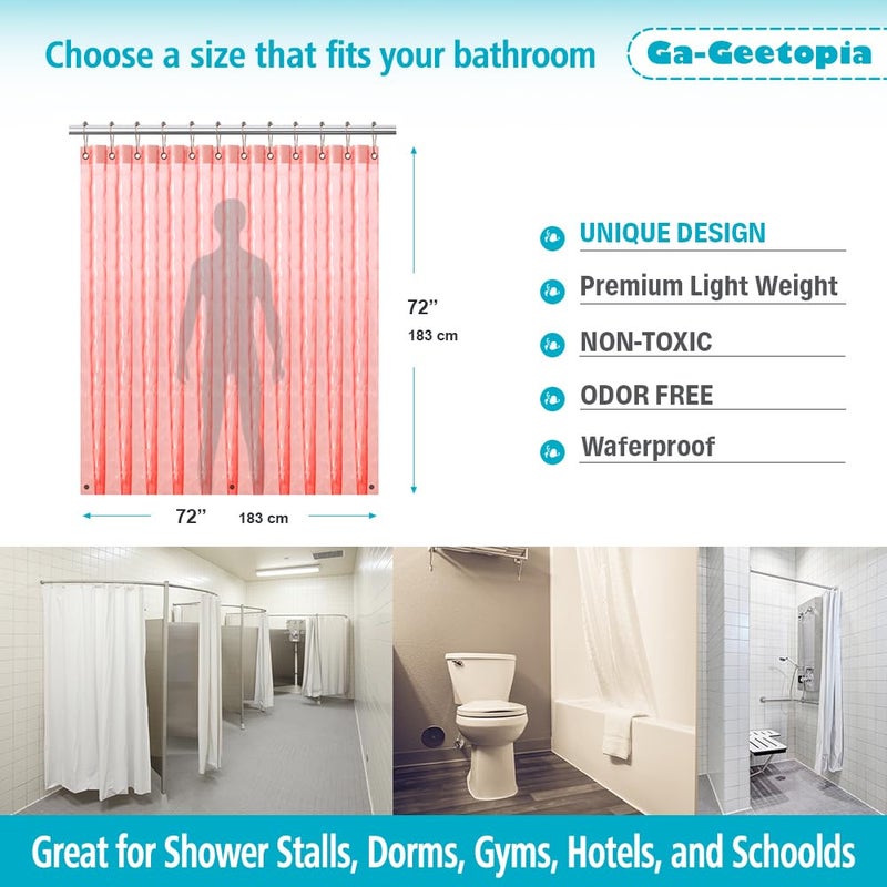 Ga-Geetopia EVA 3D Coral Pearl Water Cube Plastic Shower Curtain Liner - Premium Light Weight 72" x 72" Red Bathroom Shower Showroom Curtain Liner with Rustproof Metal Gromments and Weighted Magnet - Image 5