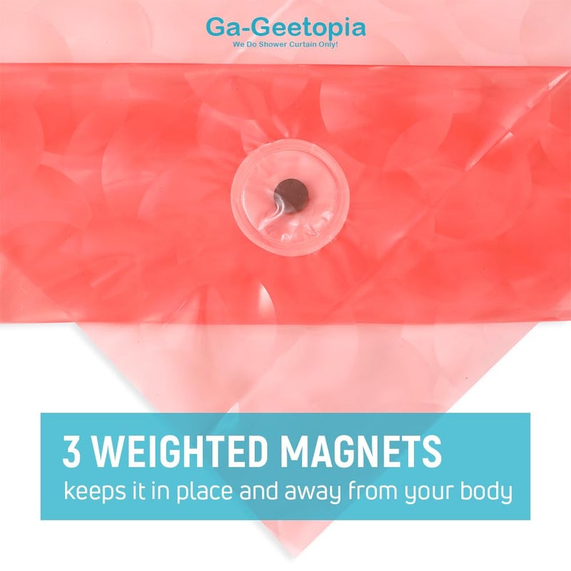 Ga-Geetopia EVA 3D Coral Pearl Water Cube Plastic Shower Curtain Liner - Premium Light Weight 72" x 72" Red Bathroom Shower Showroom Curtain Liner with Rustproof Metal Gromments and Weighted Magnet - Image 3