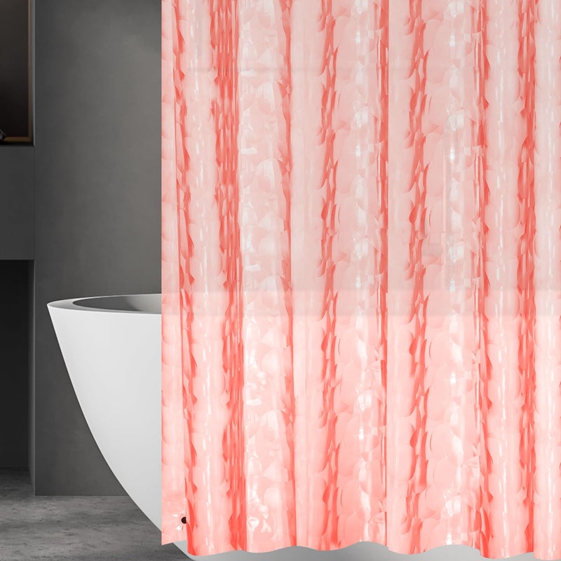 Ga-Geetopia EVA 3D Coral Pearl Water Cube Plastic Shower Curtain Liner - Premium Light Weight 72" x 72" Red Bathroom Shower Showroom Curtain Liner with Rustproof Metal Gromments and Weighted Magnet - Image 1