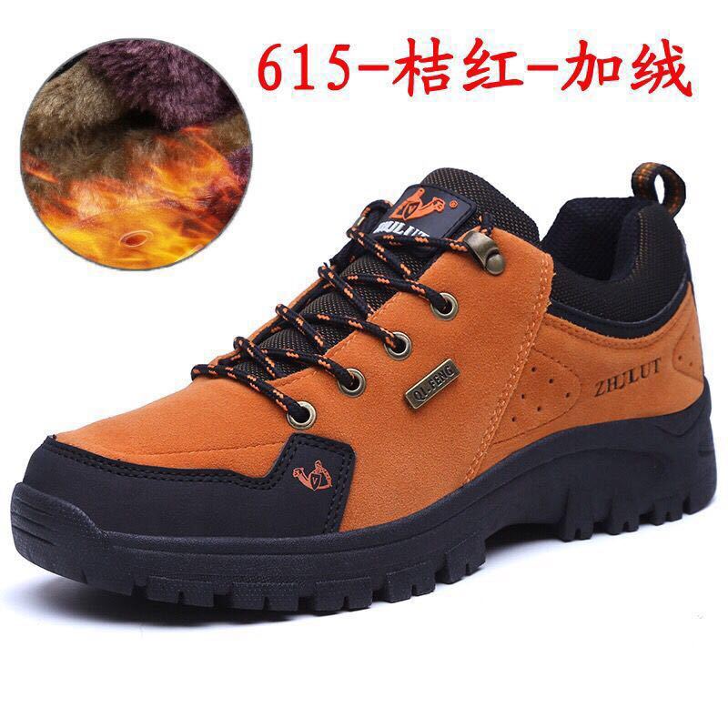 Sports Shoes Men'S Hiking Shoes Leather Waterproof Non-Slip Plus Velvet Warm Shoes Outdoor Travel Shoes - Image 1
