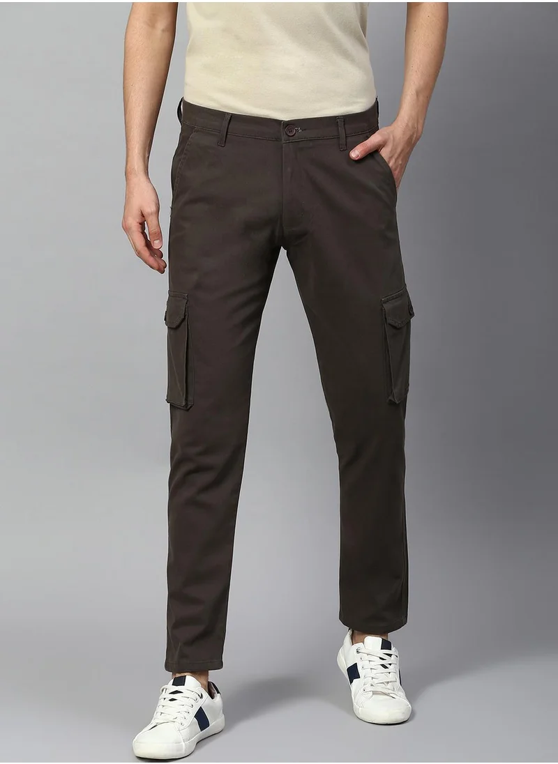 Dennis Lingo Men's Dark Grey Tapered Fit Cargo Trousers - Functional and Stylish