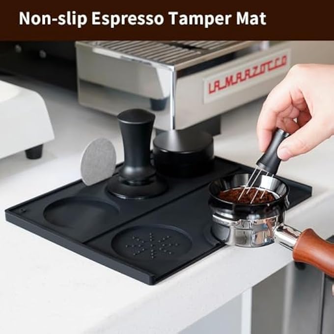 NALACAL حصيرة دك الإسبريسو المصنوعة من السيليكون الآمن غذائيًا، حصيرة دك القهوة غير القابلة للانزلاق، محطة دك الإسبريسو، ملحقات الإسبريسو، أداة لباريستا، أداة للمنزل والمطبخ والبار والمقهى، 984 بوصة × 787 بوصة - Image 3