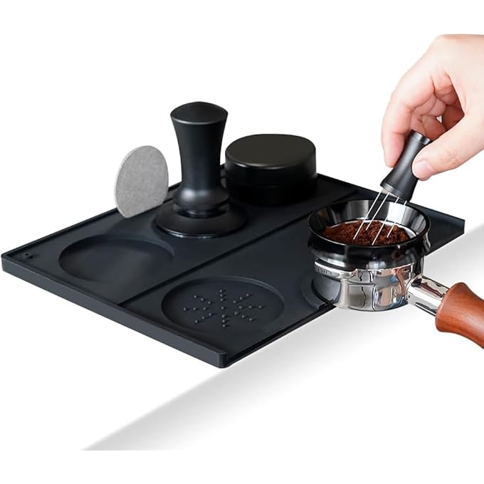 NALACAL حصيرة دك الإسبريسو المصنوعة من السيليكون الآمن غذائيًا، حصيرة دك القهوة غير القابلة للانزلاق، محطة دك الإسبريسو، ملحقات الإسبريسو، أداة لباريستا، أداة للمنزل والمطبخ والبار والمقهى، 984 بوصة × 787 بوصة - Image 1