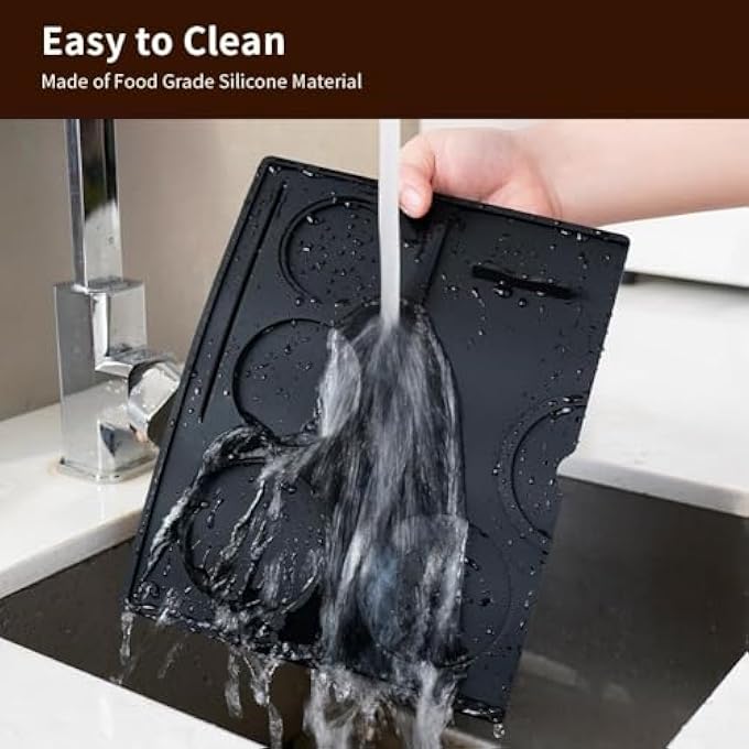 NALACAL حصيرة دك الإسبريسو المصنوعة من السيليكون الآمن غذائيًا، حصيرة دك القهوة غير القابلة للانزلاق، محطة دك الإسبريسو، ملحقات الإسبريسو، أداة لباريستا، أداة للمنزل والمطبخ والبار والمقهى، 984 بوصة × 787 بوصة - Image 5